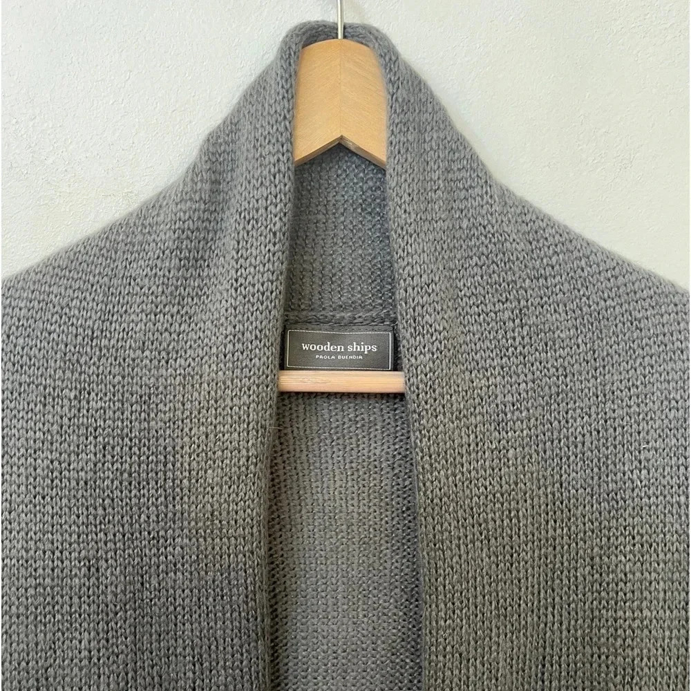 Wooden Ships Paola Buendia Sz S/M Anthropologie Gray OpenCardigan Boho Lagenlook - Picture 3 of 11